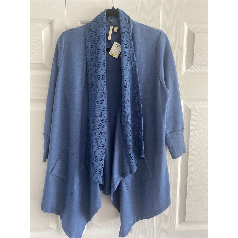 Live and Let Live Blue Open Cardigan Lace Cottage Feminine XL NEW